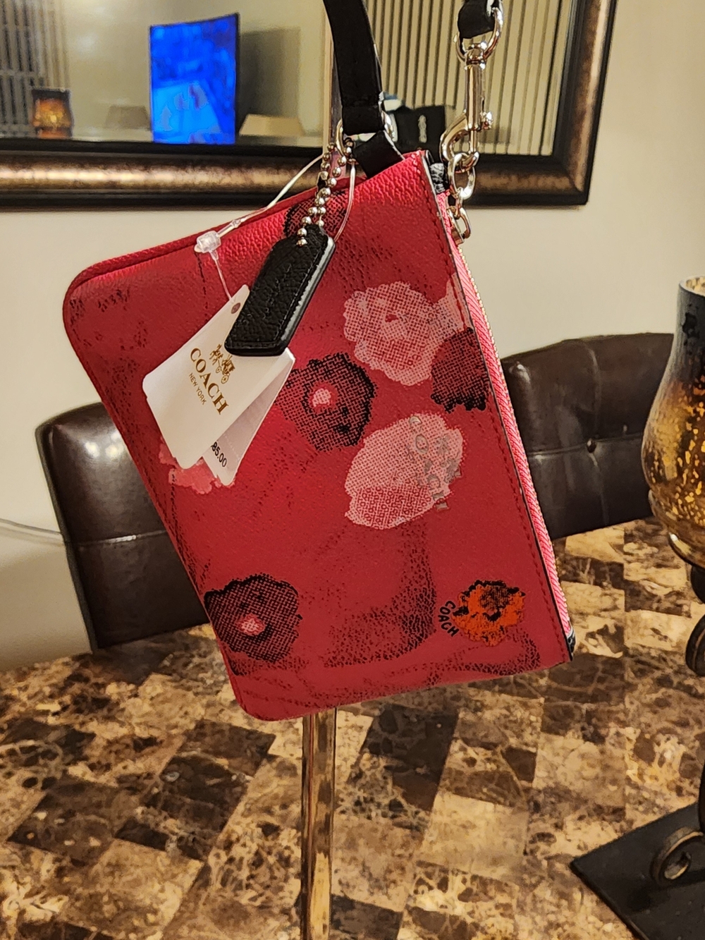 Coach Floral Print Limited Edition Pink Shopper Tote With Matching Wristlet 2pc. - Picture 2 of 16